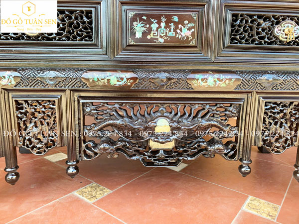 Hình ảnh tủ thờ gỗ gụ khảm ốc T36